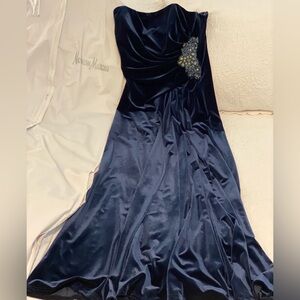 David Meister Midnight Blue Navy Strapless Gown